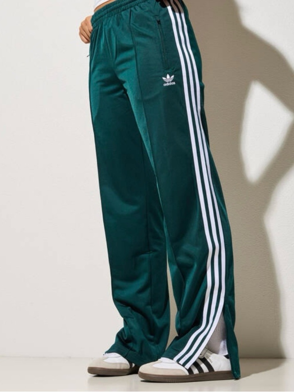 Adidas Green Track Pants with Side Stripes